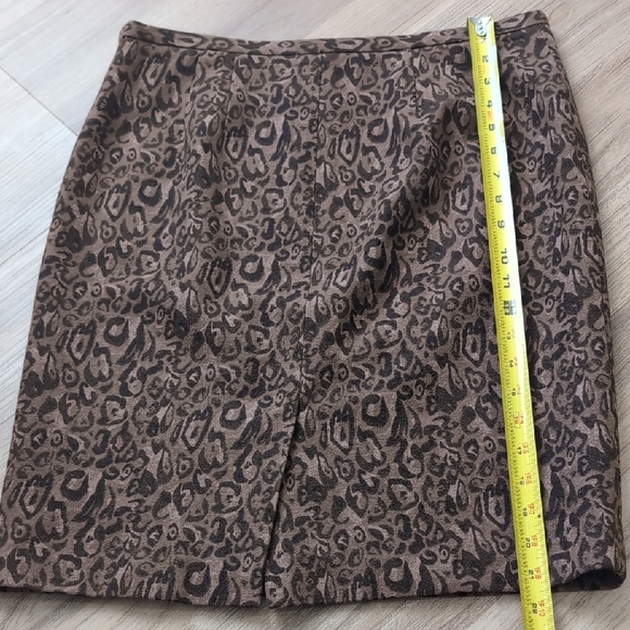 LOFT Brown Leopard Wool Mini Pencil Skirt Cocktail - Picture 5 of 5